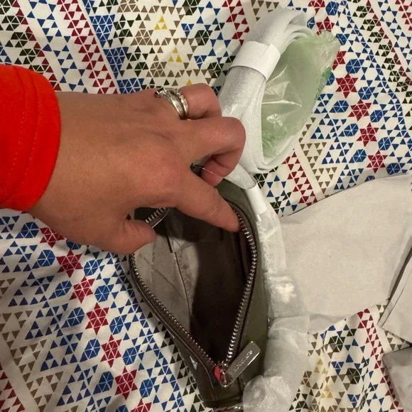 Michael Kors Olive Green Wristlet with Metallic Accents - Picture 3 of 6